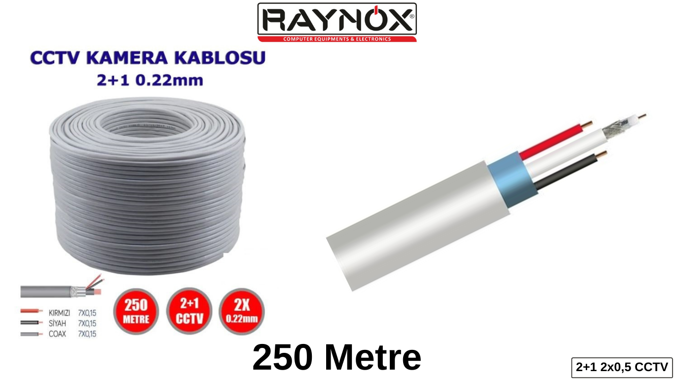 RAYNOX 2+1 2*0,5 İÇ ORTAM CCTV 250 MT KABLO