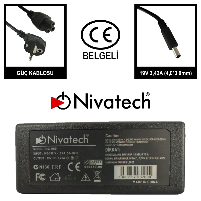 Nivatech BC-969 AC/DC LAPTOP POWER SUPPLY 20V 6,5A (4,5*3,0mm) ASUS